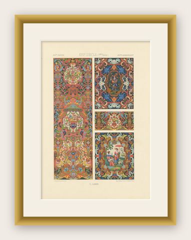 Baroque and Pastoral Motifs, Decorative Panels, Plate LXXXIII, ca.1869, shown framed