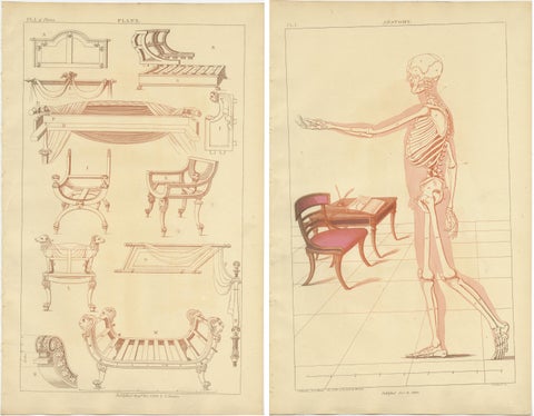 Set of 2 Antique Prints of Furniture Designs by Sheraton '1805', view 4