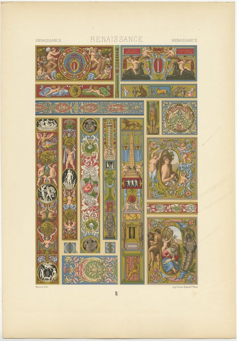 Pl. 82 Antique Print of Renaissance Ornaments from Italian, Racinet 'circa 1890', view 4