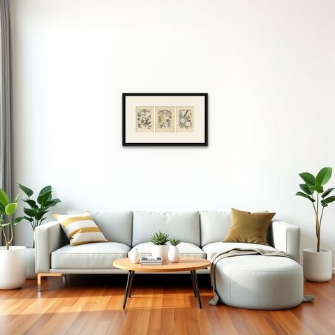 La Flore Décorative The Graceful Symbiosis of Nature and Ornament in 1896, shown framed in a room, true to size