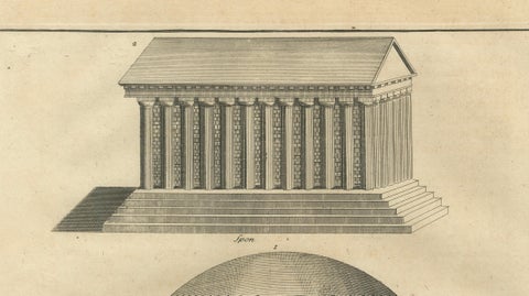 Temple of Vesta & Classical Rotunda Engraving, Montfaucon 1721, close-up 3