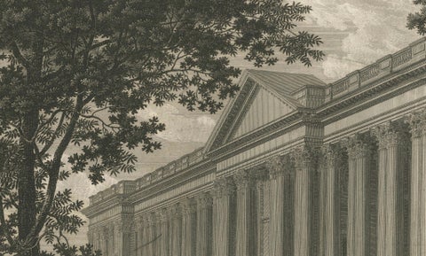 Antique Louvre Paris Colonnade Architectural Engraving, French Neoclassical 1803, close-up 5