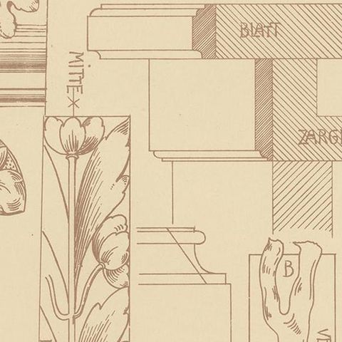 Pl. 34 Antique Print of Furniture Details by Kramer, circa 1910, close-up 2