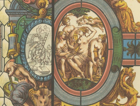 Italian Renaissance Stained Glass Design Print from Ornamentenschatz, 1887, close-up 5
