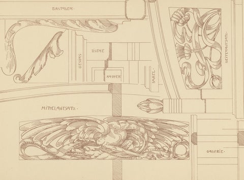 Pl. 39 Antique Print of Furniture Details by Kramer, circa 1910, view 2