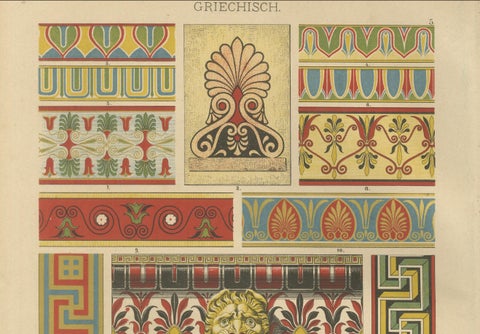 Set of 3 Antique Greek Architecture and Ornament Prints from 1887, Neoclassical, close-up 4