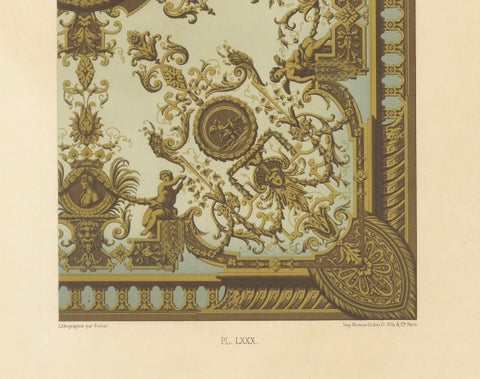17th Century Ceiling Ornament, Baroque Interior Panel with Grotesques, ca.1869, close-up 2