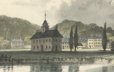 Fredericton's Barracks and Market House: Hand-Colored 1831 Lithograph, close-up 2
