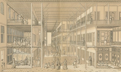 Ottoman Harem Interior Lithograph, Constantinople, Melling, Paris c.1888, close-up 1