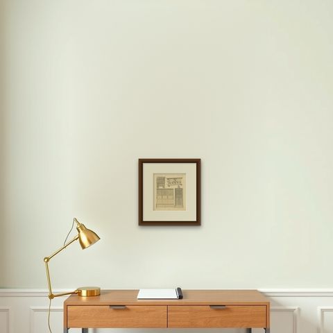 Pl 35 Antique Print of European 15th-16th Century Furniture by Racinet, shown framed on a wall, true to size