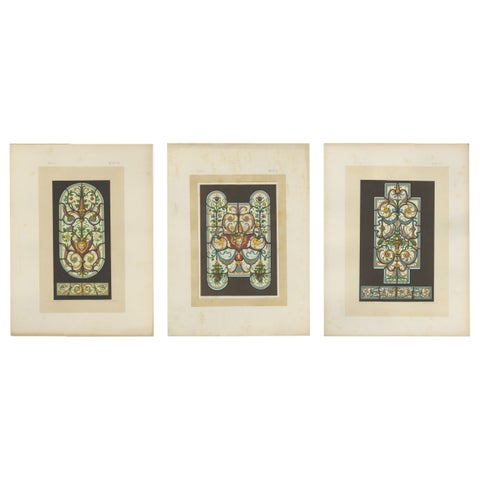 Set of Three Bavarian Decorative Panel Chromolithographs, Zettler Munich 1874