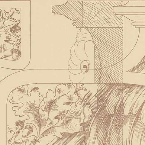 Pl. 78 Antique Print of Furniture Details by Kramer, circa 1910, close-up 1