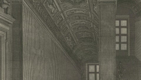 Antique Institut de France Grand Staircase Interior Print, Baltard 1803, close-up 5