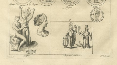 Antique Roman Sculpture & Medals Plate, Montfaucon, Antiquity Explained, 1721, close-up 5