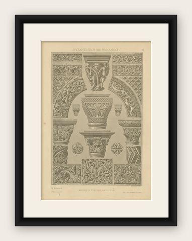 Byzantine and Romanesque Architectural Elements, Ornamentenschatz, 1887, shown framed