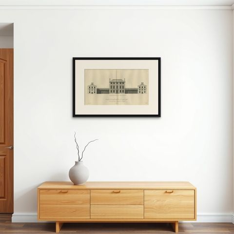 Old Engraving of Chesterfield House, Westminster in London, Uk, ca.1770, shown framed on a wall, true to size