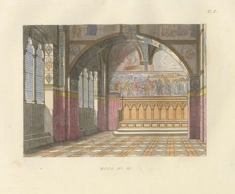 Tribunal di Balia Interior with Gothic Vaulting and Frescoed Wall Frieze, 1845, close-up 5