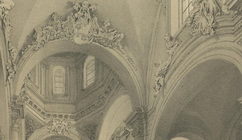 Interior of Santa Maria del Popolo, Rome, Benoist 1869 Lithograph, close-up 4