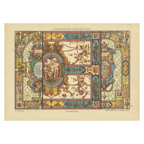 Italian Renaissance Stained Glass Artwork from Ornamentenschatz, 1887