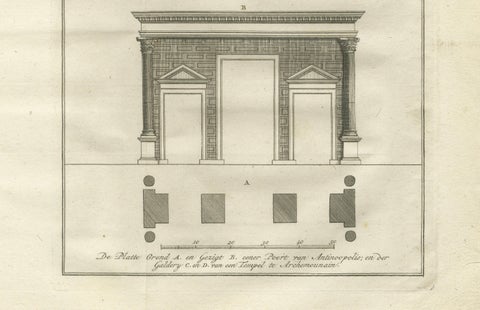 Temple Portico and Columns at Antinoöpolis, Architectural Engraving, 1776, close-up 3