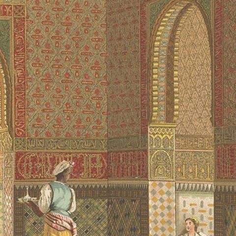 Pl. 78 Antique Print of Mavrich Interior by Racinet, 'circa 1880', close-up 2