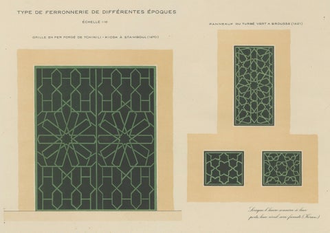 Antique Ottoman Wrought Iron Grille Designs, Istanbul & Bursa, Raymond 1924, close-up 2