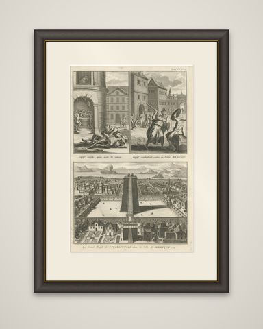 The Great Temple of Vitsliputsli in Mexico City and a Few Murder Scenes, 1722, shown framed