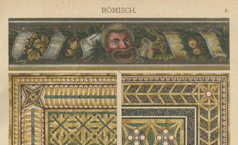 Antique Roman Architectural and Mosaic Ornament Prints, Published 1887, close-up 3