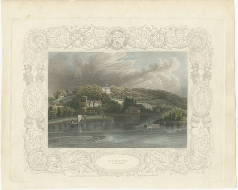 Antique engraving of Hedsor on the Thames, Lord Boston’s estate, Tombleson, 1832, view 2