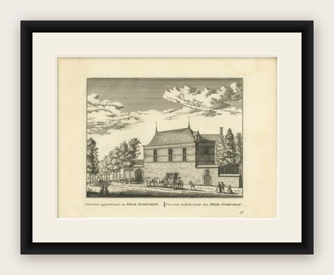 Antique Print of an Estate in Overveen, The Netherlands, c.1800, shown framed