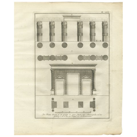 Temple Portico and Columns at Antinoöpolis, Architectural Engraving, 1776