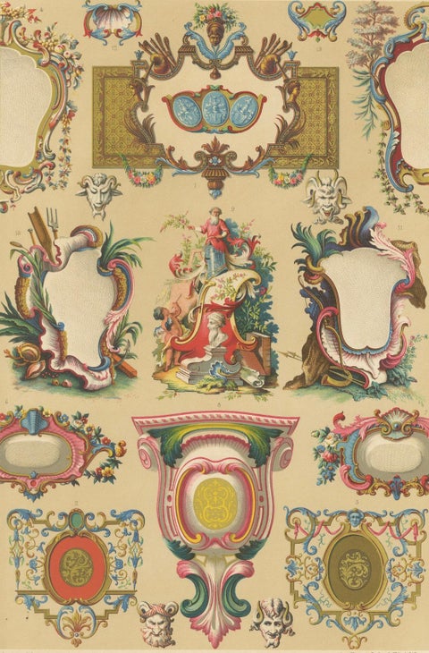 18th Century Rococo Cartouches and Decorative Frames, French Ornament, ca.1869, close-up 6