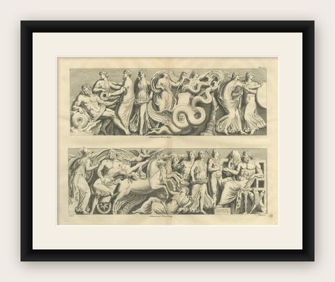 Monumental Classical Frieze, Montfaucon Antiquity Explained, London 1721, shown framed
