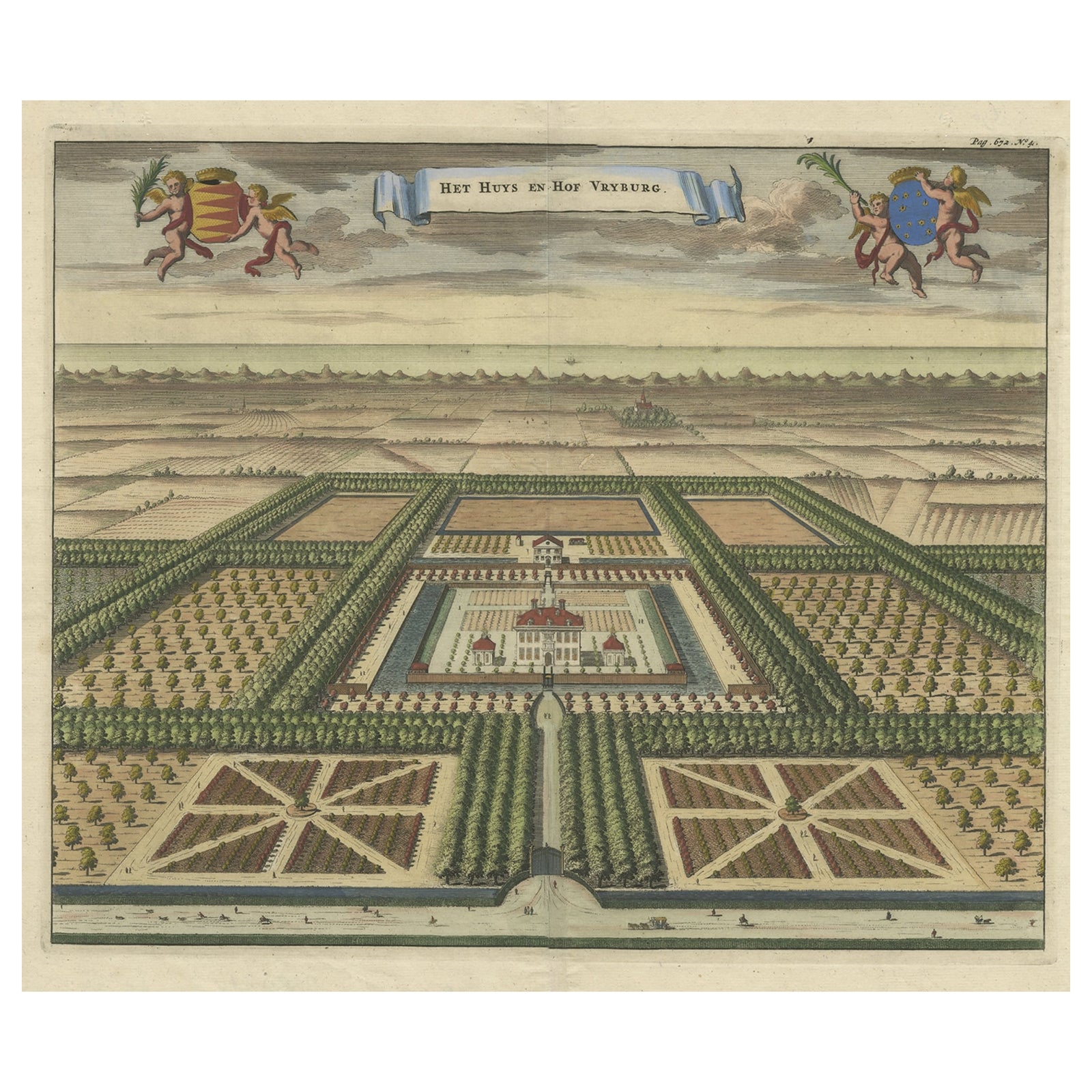 Old Print of the West-Souburg Estate, Vlissingen, in the Dutch Province Zeeland