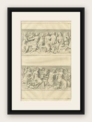 Large Antique Classical Relief Scene, Montfaucon Antiquity Explained, 1721, shown framed