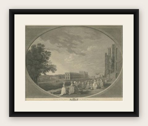 Antique Print of Windsor Castle in England, 1783, shown framed