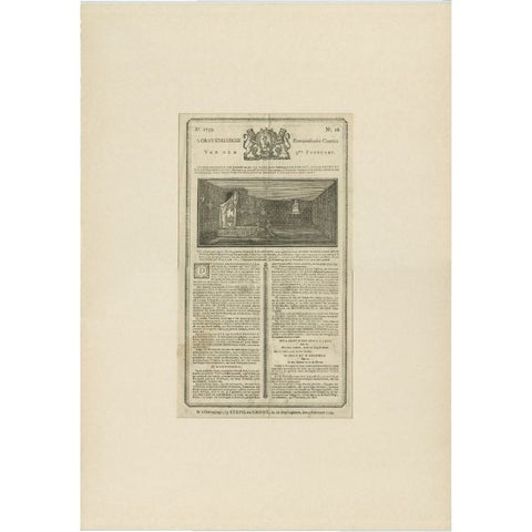 Antique Print of the Parade Hall and Bed of Anna Van Hannover, 1759, view 2