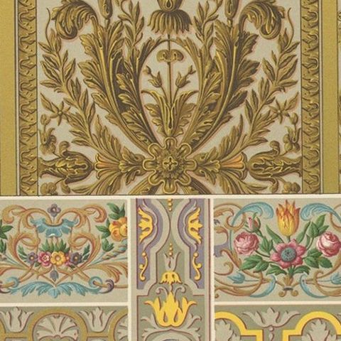 Pl. 76 Antique Print of XVIIth Century Ornaments by Racinet (c.1890), close-up 1