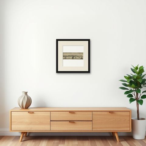 Antique Print of the Castle of Batavia in the East-Indies 'Indonesia', 1669, shown framed on a wall, true to size