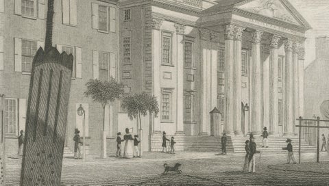 Antique Philadelphia View, Girard’s Bank, Neoclassical Architecture, 1855, close-up 6