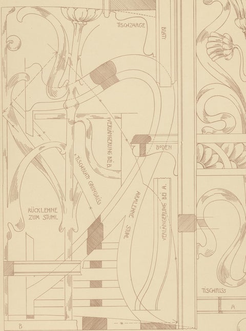 Antique Print of Furniture Details by Kramer, circa 1910, view 3