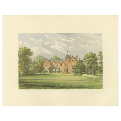 Lea Country House View, Victorian English Estate Landscape Engraving, c.1850