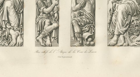 Antique Louvre Sculptures & Institut Ceiling Ornament Prints, Baltard 1803, close-up 3