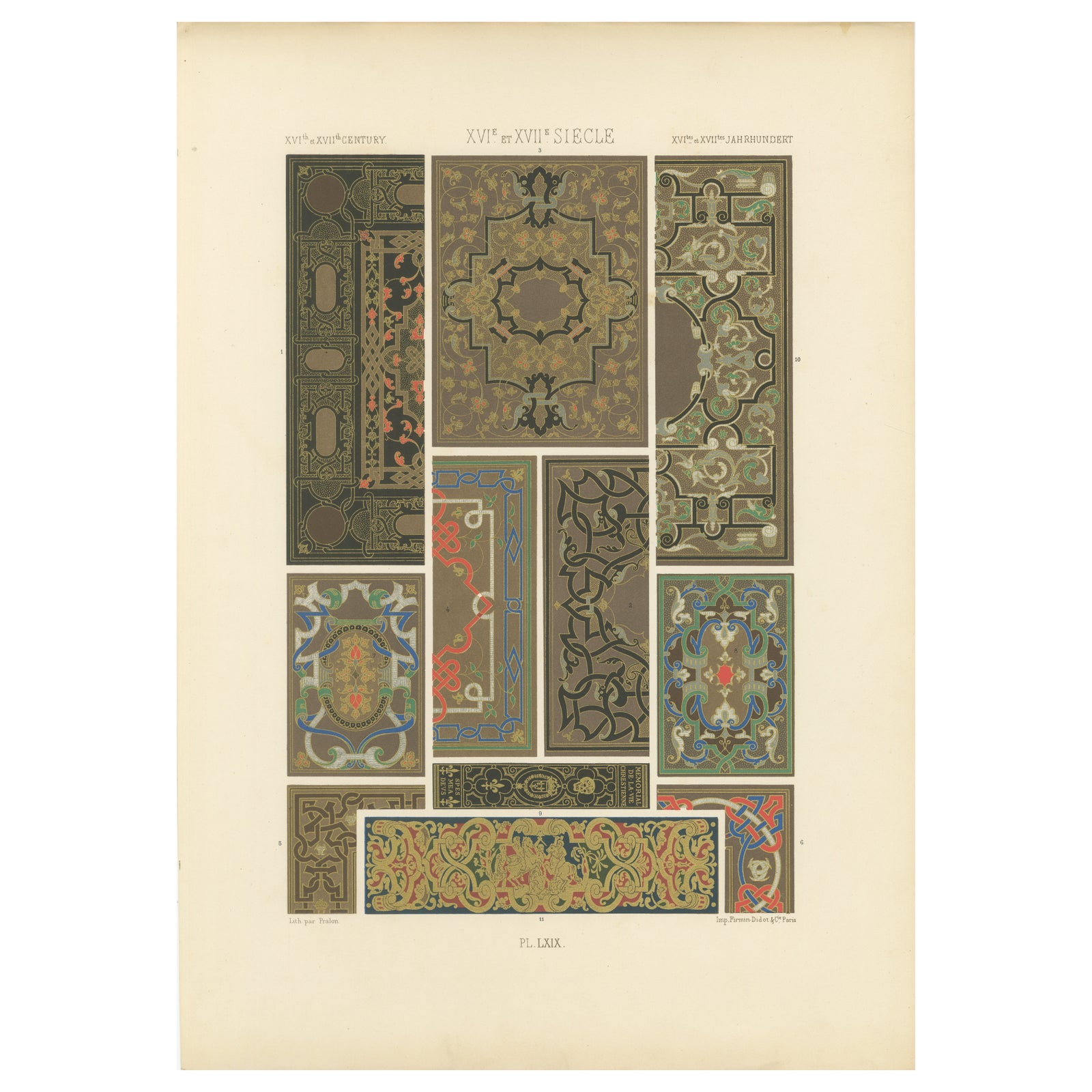 Renaissance Decorative Panels, 16th–17th Century Ornament, Plate LXIX, 1869