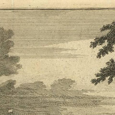 Antique Print with a View of the Royal Palace of Windsor by i. Tirion, 1754, close-up 1