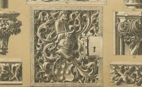 Gothic Decorative Art Prints: Stained Glass, Sculpture and Textile Motifs 1887, close-up 3