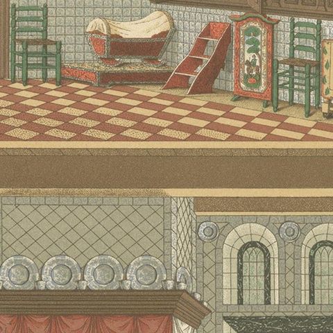 Antique Print of Holland Interior by Racinet, circa 1880, close-up 2
