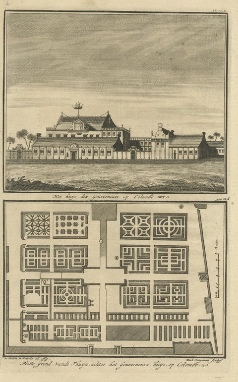 Antique Print of the Governor's House in Colombo by Valentijn, 1726, view 2