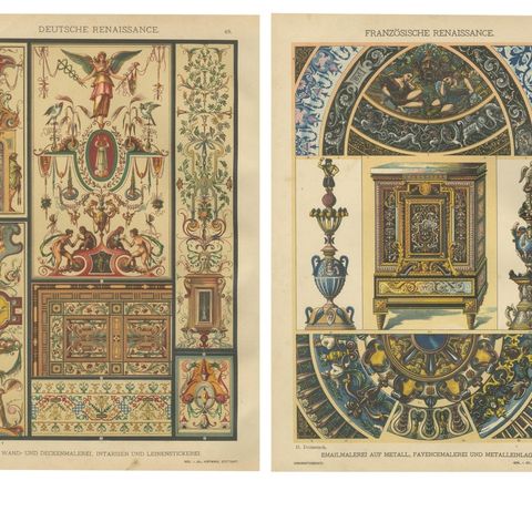 Set of 4 Renaissance Design Prints by H. Dolmetsch, Gobelins, Enamels and More, close-up 1