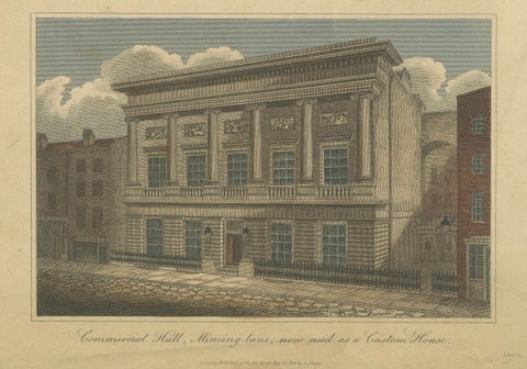 Architectural Evolution: London's Custom House and Commercial Hall, 1815, close-up 2